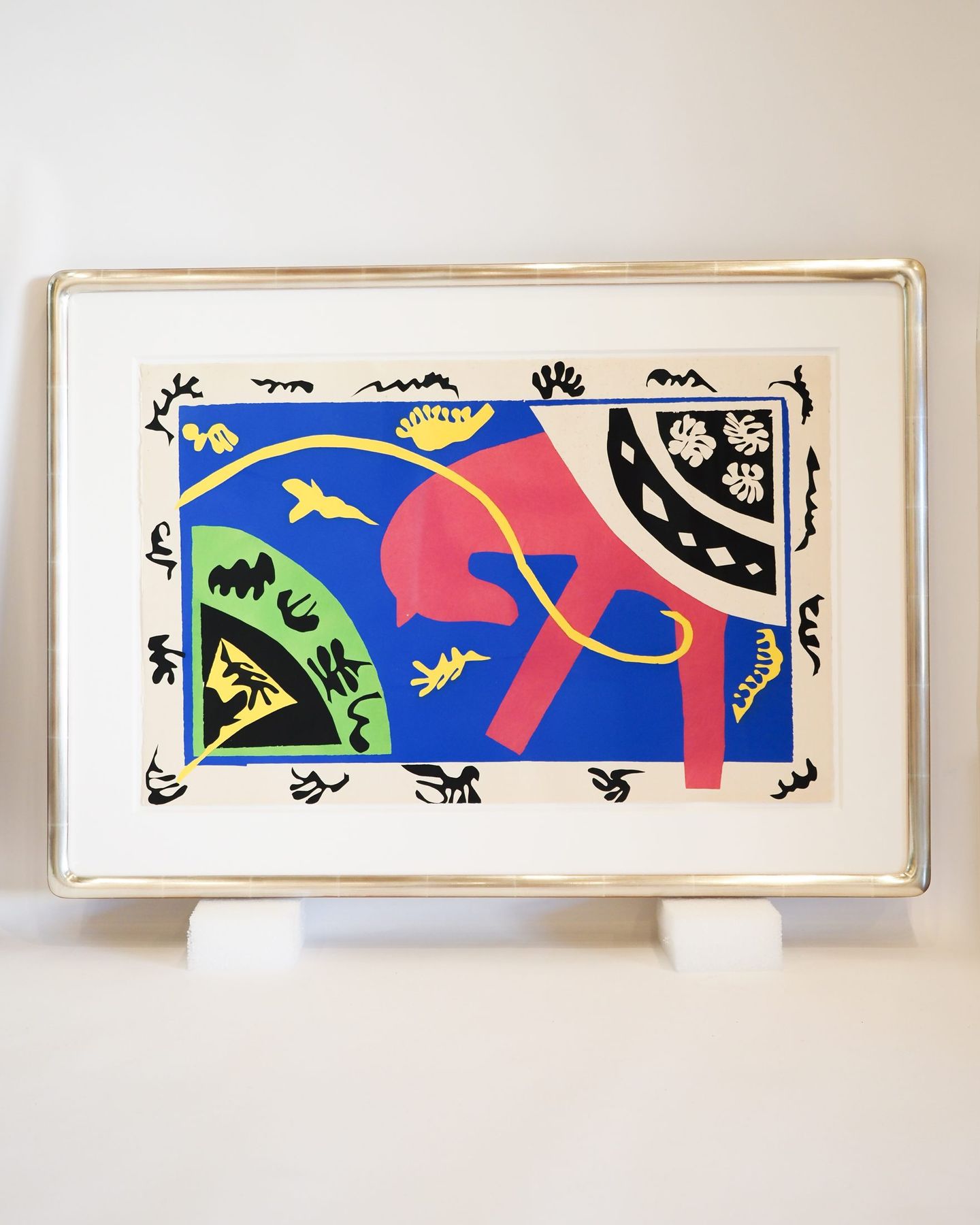 Matisse cut-out print in a flat-top water-gilded gold frame by SBAS Houston